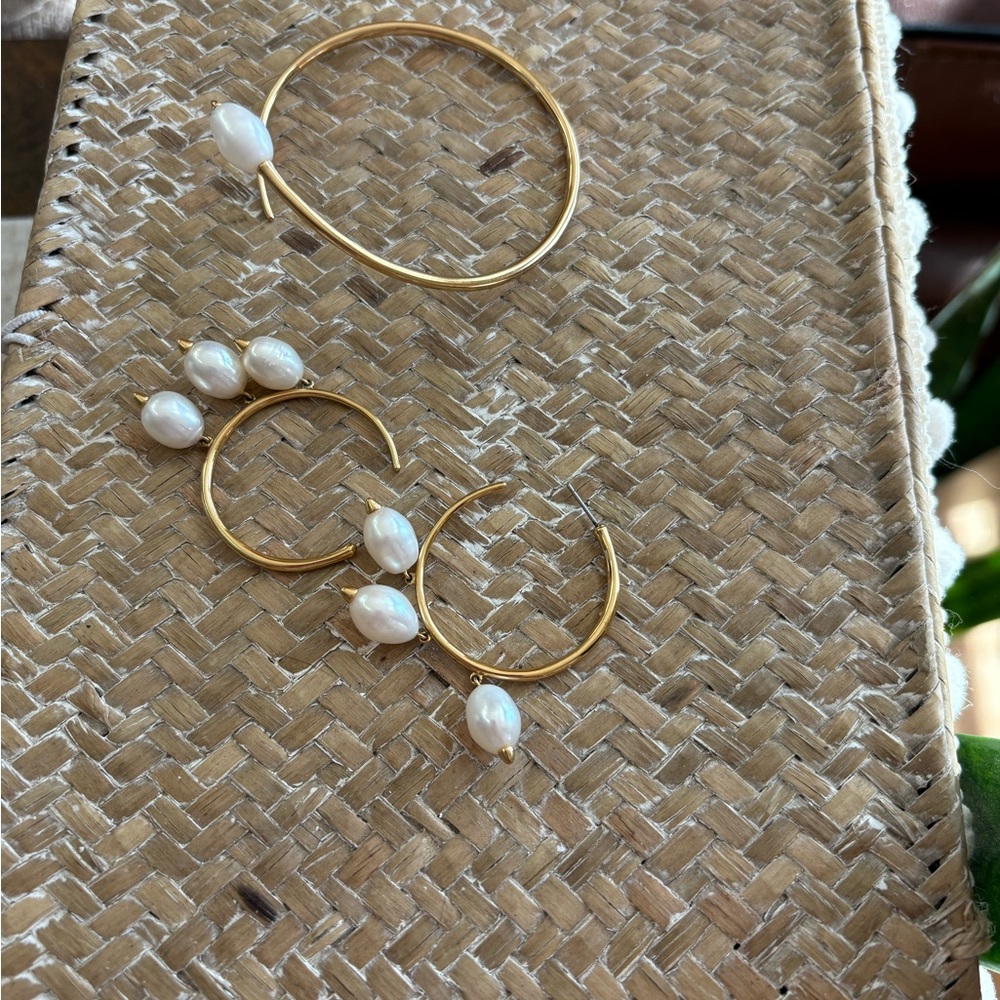 Stella & Dot Pearl Drop Earrings and matching Pearl Cuff
